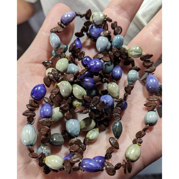 Nature Inspired Apple Seed And Job's Tears Seed Beaded Necklace - Picture 5 of 7